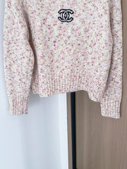Floral white peach sweater