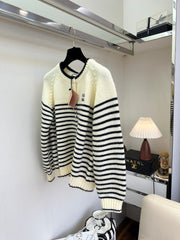 Color-blocked striped knit cardigan