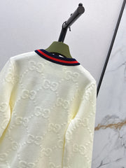 Color-blocked ribbed V-neck cardigan
