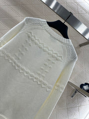 Embroidered Crochet Knit Pullover Sweater