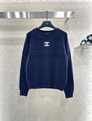 Embroidered Crochet Knit Pullover Sweater