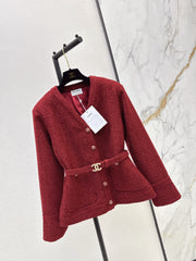 Waist-cinching woven cardigan