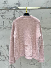 Thick, color-blocked brushed knit cardigan