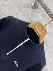 Miniature Logo Wool Half-Zip Knit Sweater