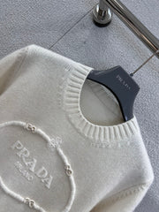 Embossed Letter Embroidery Cashmere Sweater