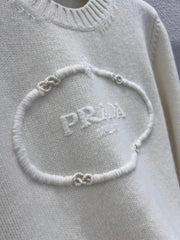 Embossed Letter Embroidery Cashmere Sweater