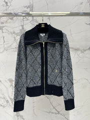 Quilted Sequin-Embellished Collared Jacket