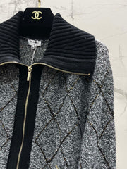 Quilted Sequin-Embellished Collared Jacket
