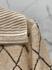 Quilted Sequin-Embellished Collared Jacket