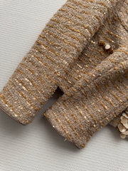 Gold sequined tweed Chanel-style jacket