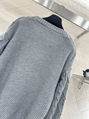 Crocheted drawstring pullover sweater
