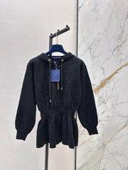 Hooded Zip-Up Jacquard Jacket