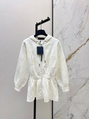 Hooded Zip-Up Jacquard Jacket