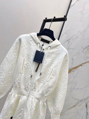 Hooded Zip-Up Jacquard Jacket