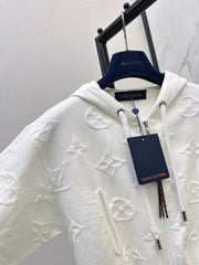 Hooded Zip-Up Jacquard Jacket