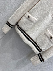 Fluffy, half-zip, color-blocked, oversized sweater