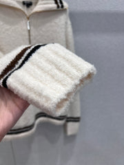 Fluffy, half-zip, color-blocked, oversized sweater