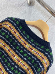 Scottish-style wool V-neck cropped sweater