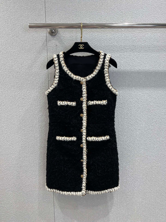 Black Tweed Sleeveless Dress