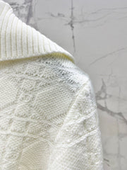 Collared Plaid Wool Knit Sweater