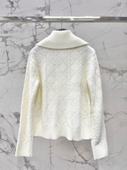 Collared Plaid Wool Knit Sweater