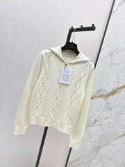 Half-open zip-up knit sweater