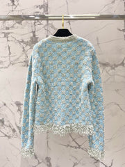 Loose-fitting French-style knitted cardigan