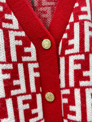 Letter Jacquard Knit Cardigan