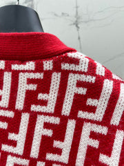 Letter Jacquard Knit Cardigan