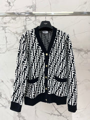 Letter Jacquard Knit Cardigan