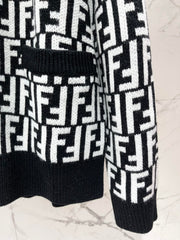 Letter Jacquard Knit Cardigan