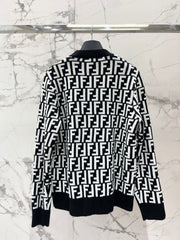 Letter Jacquard Knit Cardigan