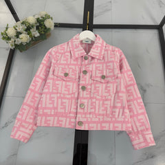 Denim jacket + all-over jacquard print vest dress