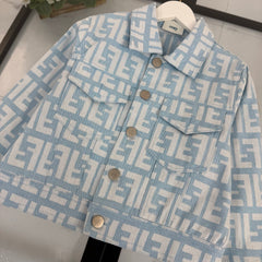 Denim jacket + all-over jacquard print vest dress