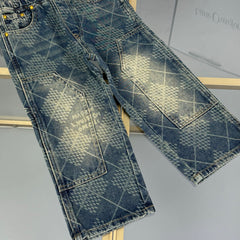 Plaid Laser-Precision Denim Jeans