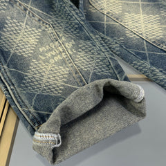 Plaid Laser-Precision Denim Jeans