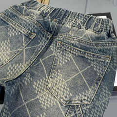 Plaid Laser-Precision Denim Jeans