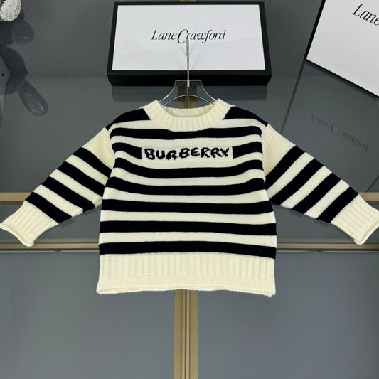 Striped knit crew neck sweater