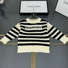 Striped knit crew neck sweater