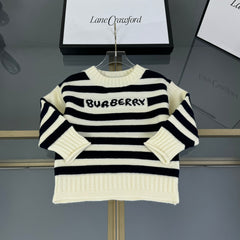 Striped knit crew neck sweater