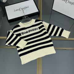Striped knit crew neck sweater