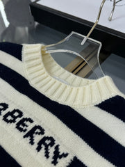 Striped knit crew neck sweater