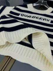 Striped knit crew neck sweater