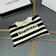 Striped knit crew neck sweater