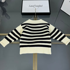 Striped knit crew neck sweater