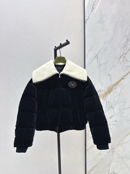 Velvet Teddy Bear Collar Down Jacket