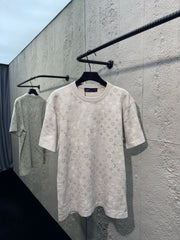 All-over floral knit crew neck short-sleeved top