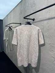 All-over floral knit crew neck short-sleeved top