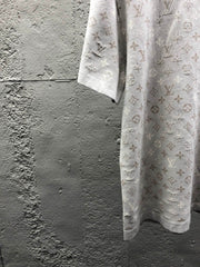 All-over floral knit crew neck short-sleeved top