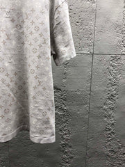 All-over floral knit crew neck short-sleeved top